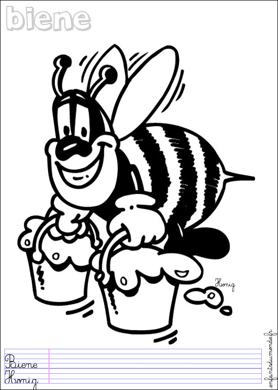 coloriage abeille .:. coloriages insectes en allemand