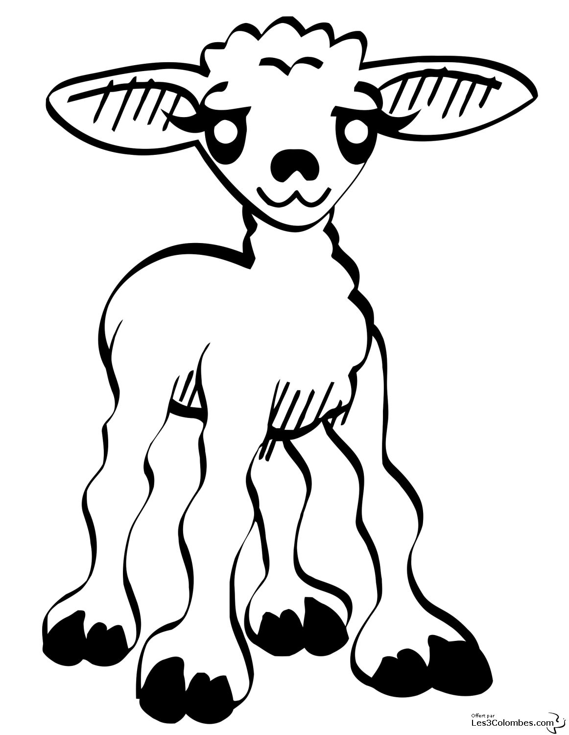 Dessin #12188 - jolie image de agneau à imprimer et colorier