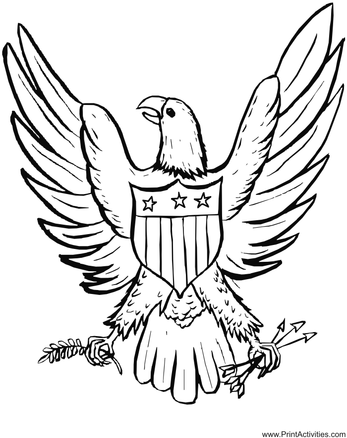 aigle dessin à colorier an aigle with an american shield