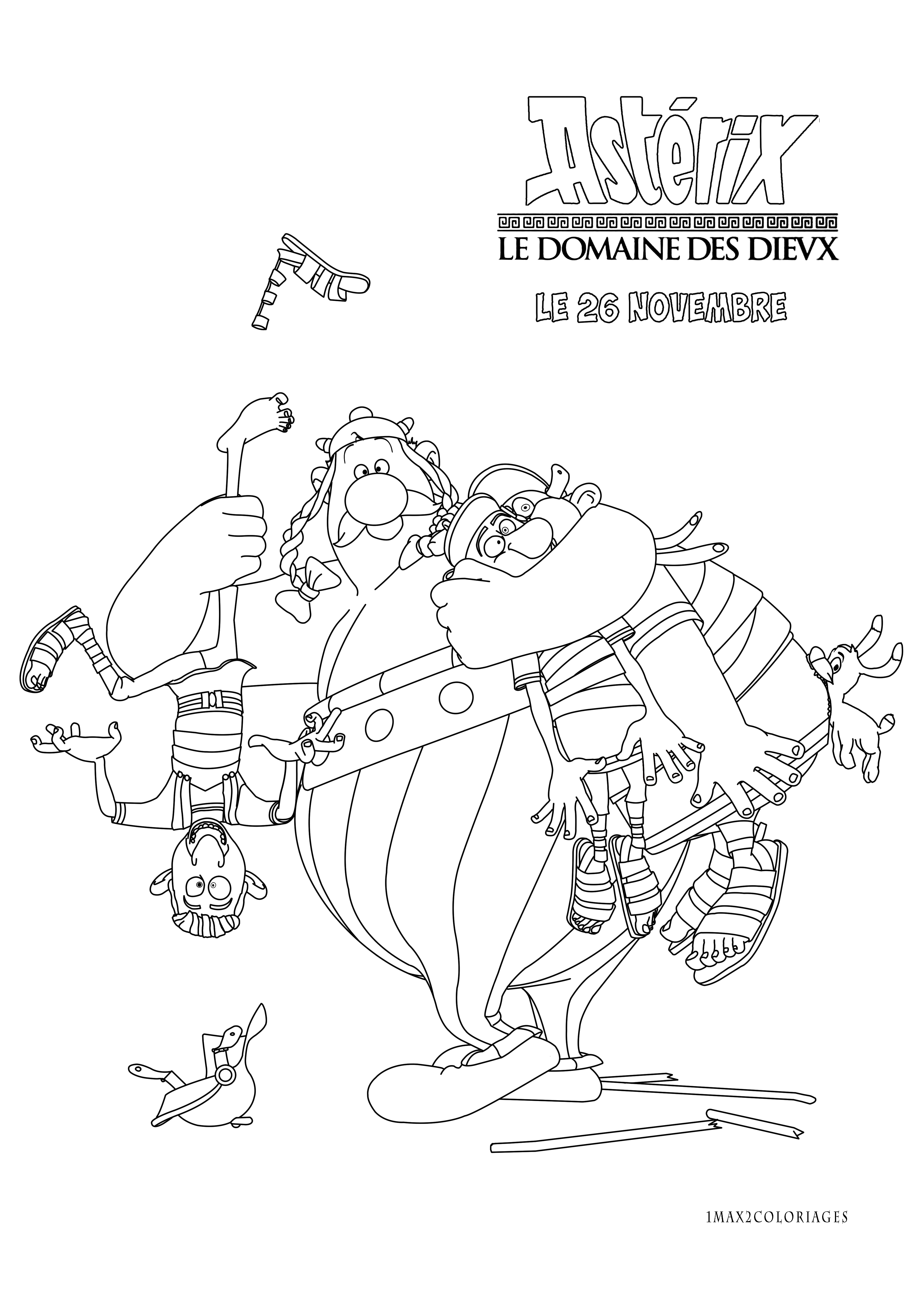 coloriage asterix et le domain des dieux: Obélix et deux romains: un 