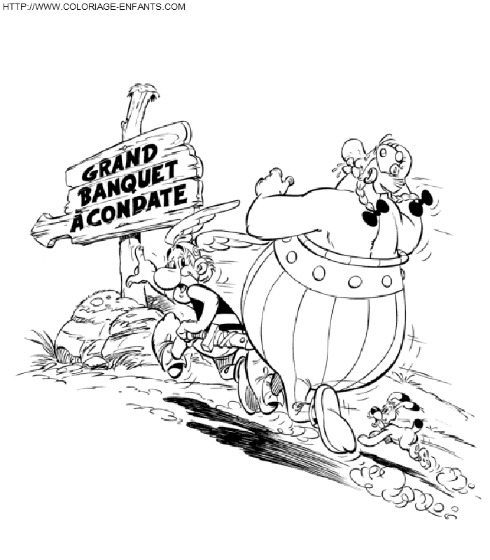 Coloriage Asterix Et Obelix Prets Pour Le Banquet Gratuit 