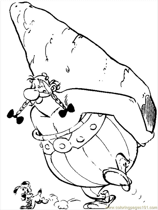 dessins à colorier Obelix Carry A Menhir (Cartoons Asterix and
