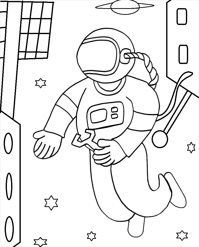Dessin #14100 - dessin de astronaute à colorier