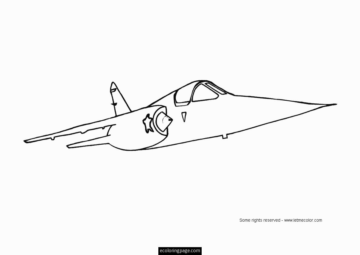 Dessin #15792 - un beau dessin de avion de chasse a imprimer et colorier