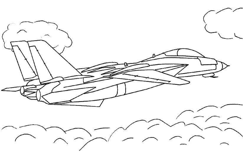 Dessin #15804 - Image de avion de chasse a imprimer et colorier