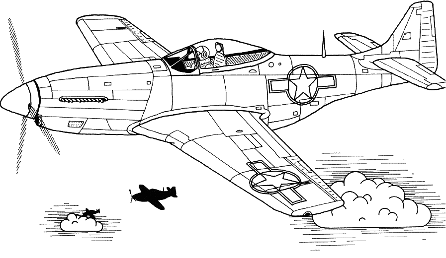 Dessin #15818 - Image de avion de guerre a imprimer et colorier