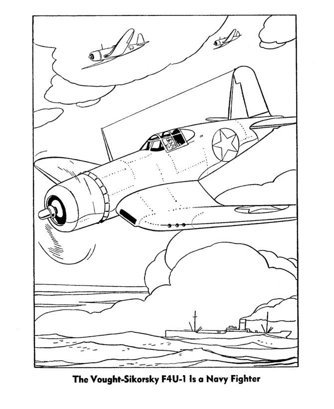 Dessin #15819 - Un beau dessin de avion de guerre à colorier et imprimer