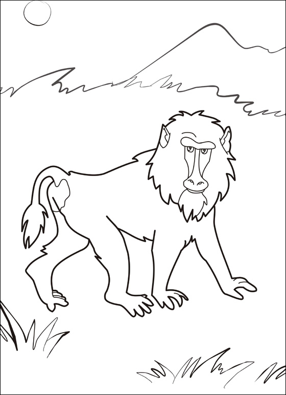 Dessin #12391 - Un beau dessin de babouin a colorier
