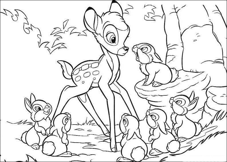 Dessin #11162 - Une belle image de bambi à colorier