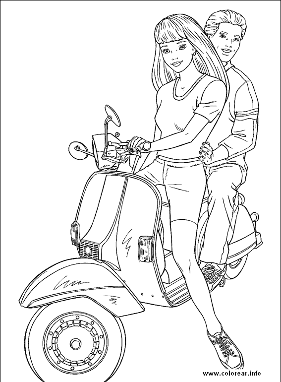Barbie moto barbie dibujos e imagenes pour les enfants à colorier.  Image de barbie a dessiner