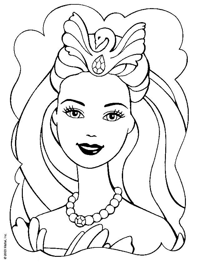 Coloriage barbie et son diademe cygne  Coloriage de barbie