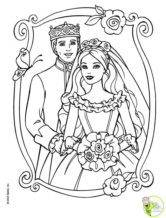 Coloriage barbie et le prince se marient dans la catégorie barbie  Coloriage de barbie gratuit a imprimer et colorier