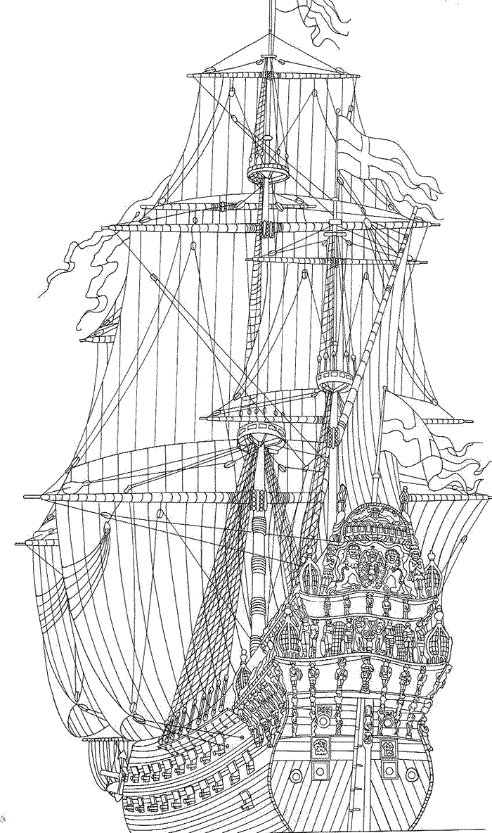 Dessin #15863 - coloriage de bateau de guerre a imprimer