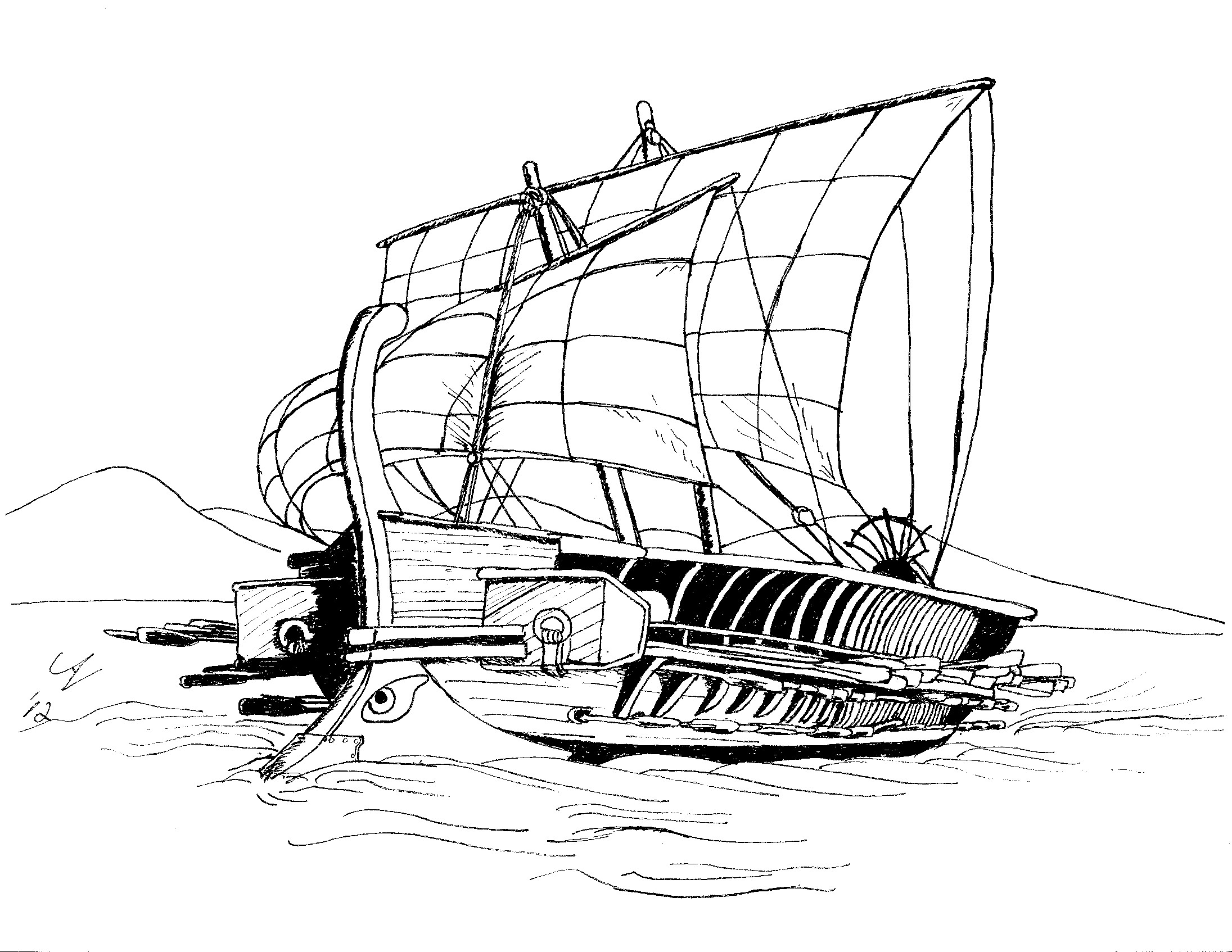 Dessin #15865 - dessin de bateau de guerre gratuit à imprimer et colorier
