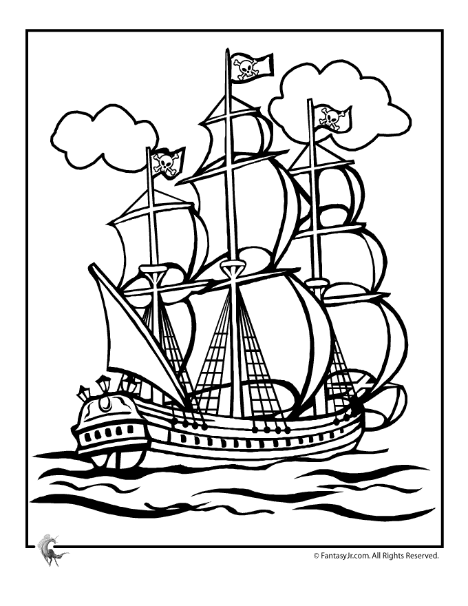 Dessin #15874 - coloriage bateau pirate gratuit a imprimer