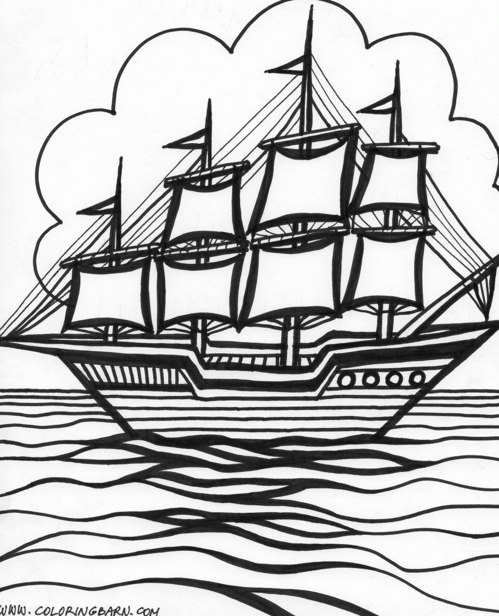 Dessin #15884 - Dessin gratuit bateau pirate a colorier