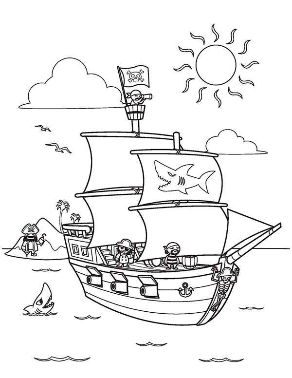 Dessin #15894 - dessin de bateau pirate à imprimer