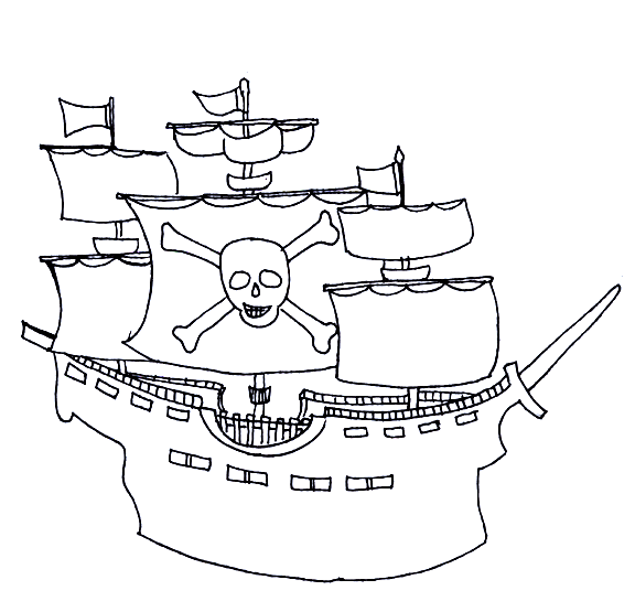 Dessin #15897 - Dessin gratuit de bateau pirate a imprimer et colorier
