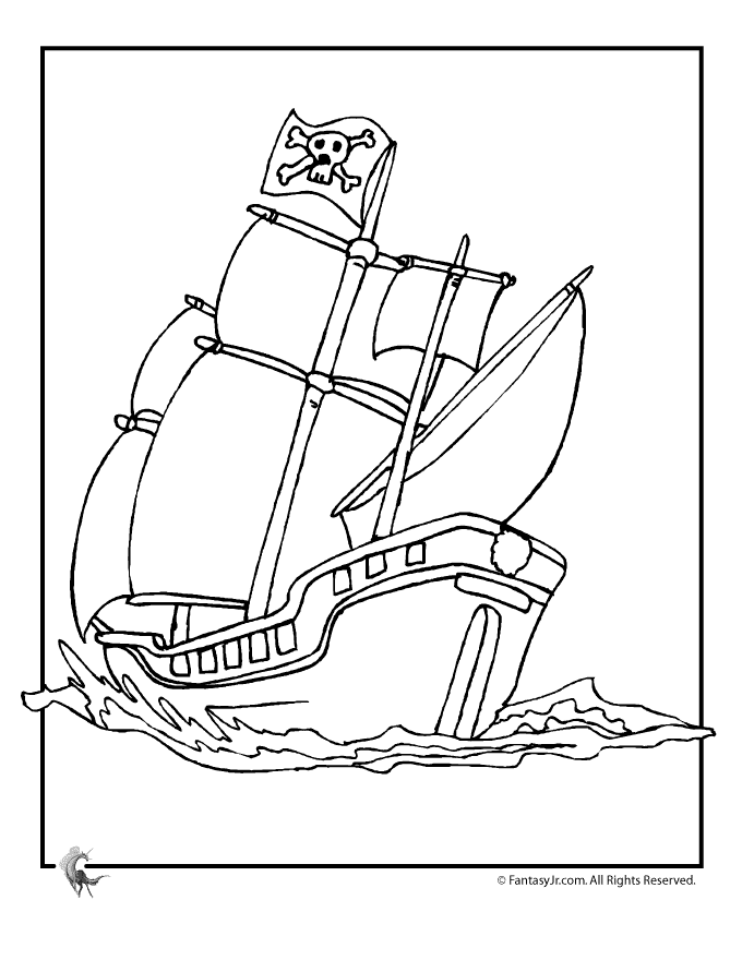 Dessin #15898 - Coloriage bateau pirate à imprimer et colorier