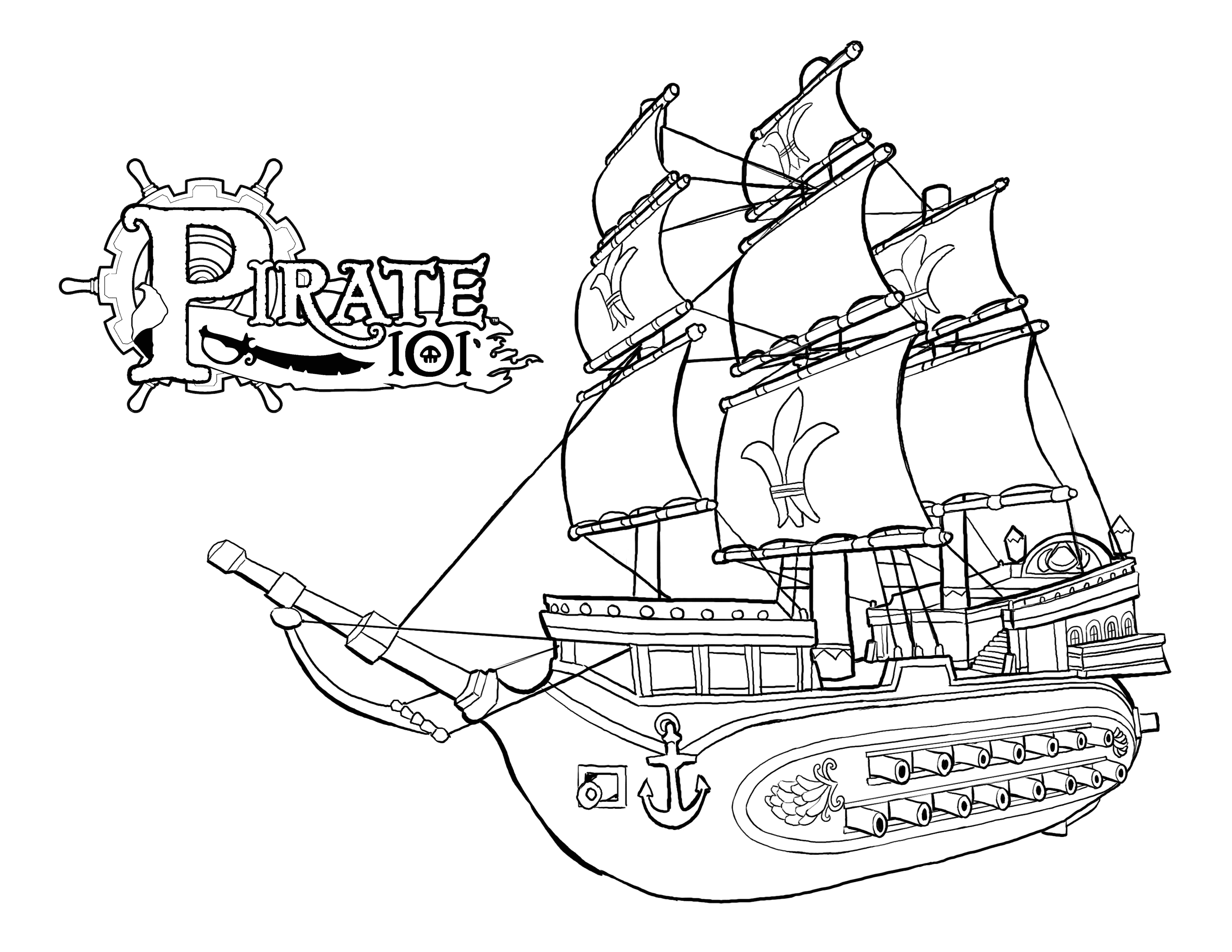 Dessin #15900 - Coloriage gratuit de bateau pirate à imprimer