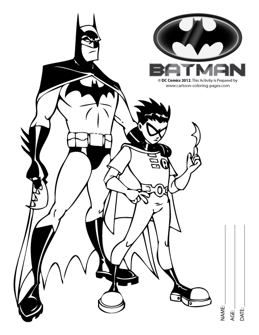 batman et robin dessins à colorier pour enfants (black & white)