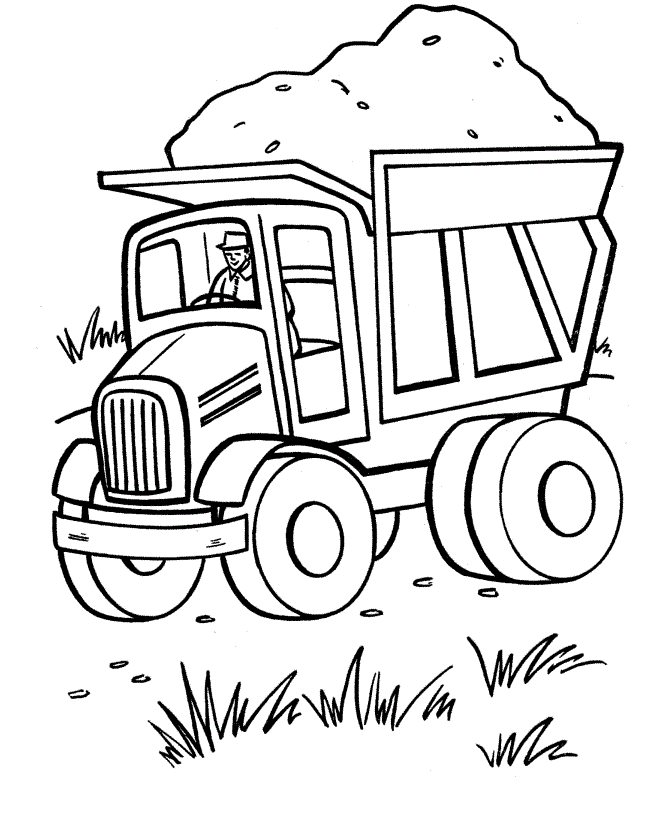 Dessin #16078 - dessin camion benne pour imprimer et colorier