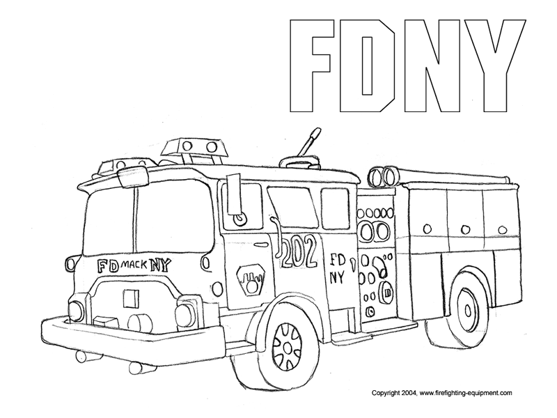 Dessin #16082 - coloriage camion pompier à imprimer