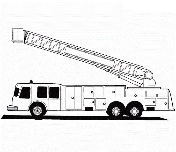 Dessin #16096 - Un beau dessin de camion pompier a colorier