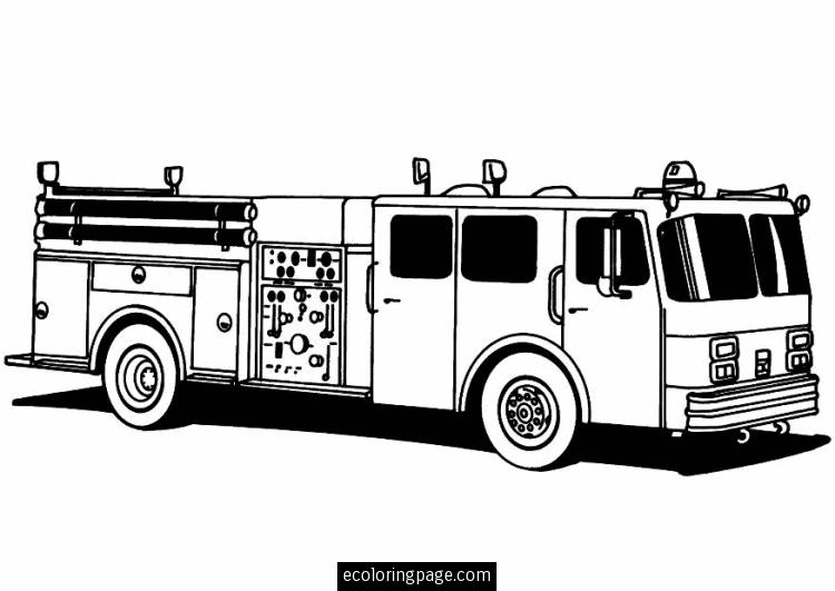 Dessin #16098 - Dessin de camion pompier à imprimer