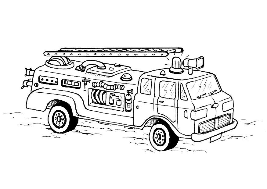 Dessin #16103 - dessin de camion pompier gratuit à imprimer et colorier