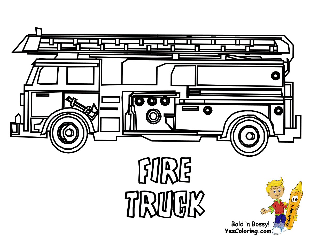 Dessin #16111 - un beau dessin de camion pompier à colorier
