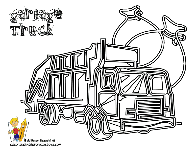 Dessin #16120 - dessin gratuit de camion poubelle a imprimer et colorier