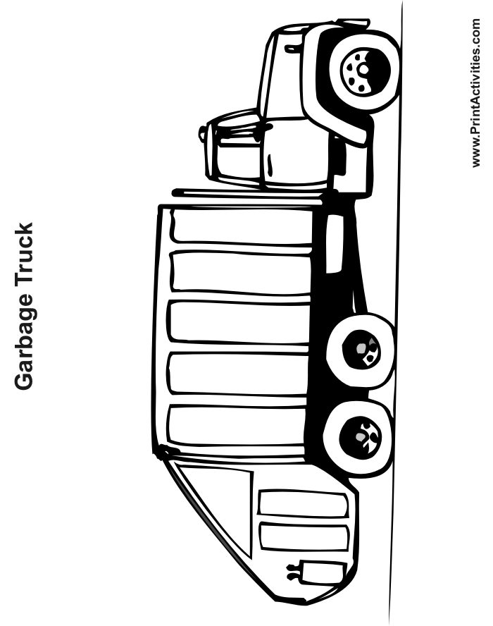 Dessin #16135 - dessin de camion poubelle imprimer et colorier