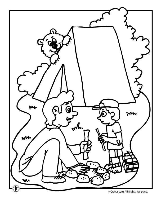 camp activities: camping dessins à colorier