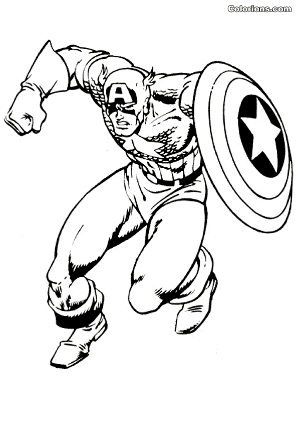 coloriage capitaine america genoux a terre image