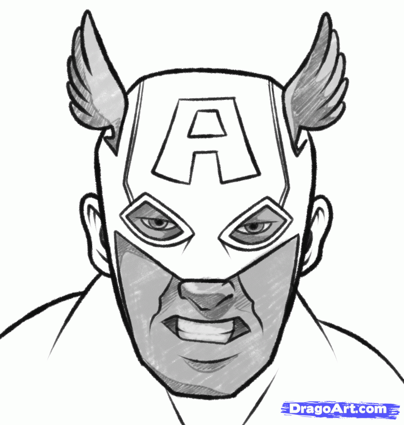 how to draw captain america easy, step par step, marvel characters