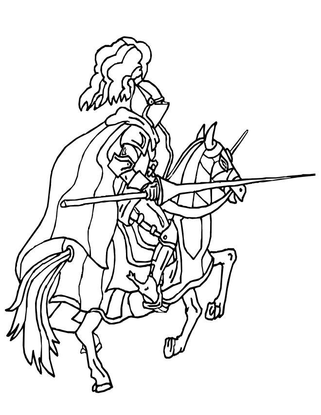Dessin #14110 - Une belle image de chevalier à colorier et imprimer - Pour enfants
