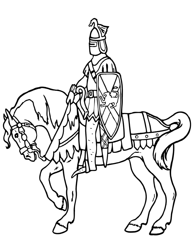 Dessin #14114 - une jolie image de chevalier à colorier et imprimer - Pour enfants