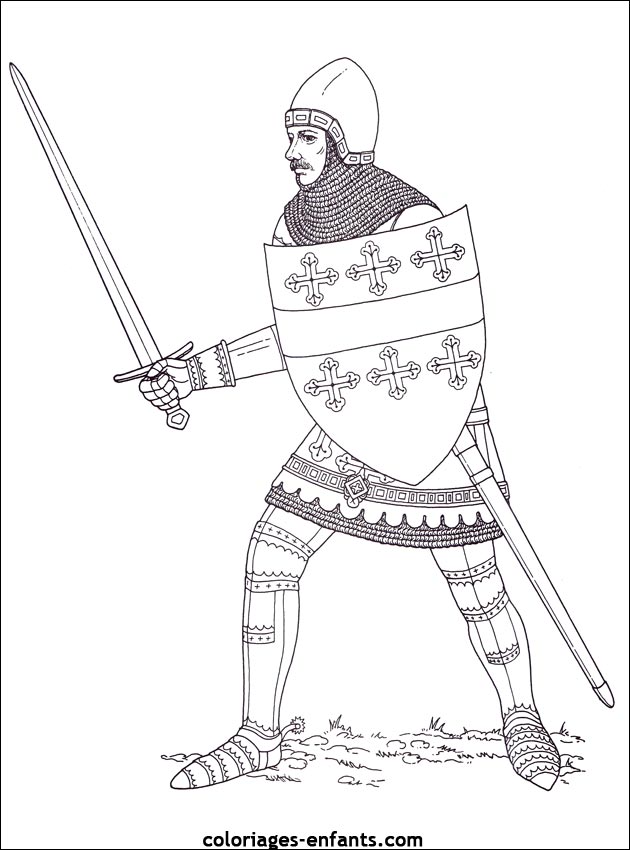 Dessin #14133 - image de chevalier a imprimer et colorier