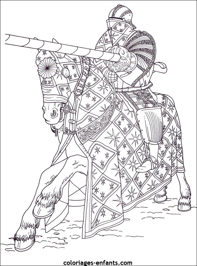 Dessin #14139 - Un beau dessin de chevalier a imprimer pour les enfants