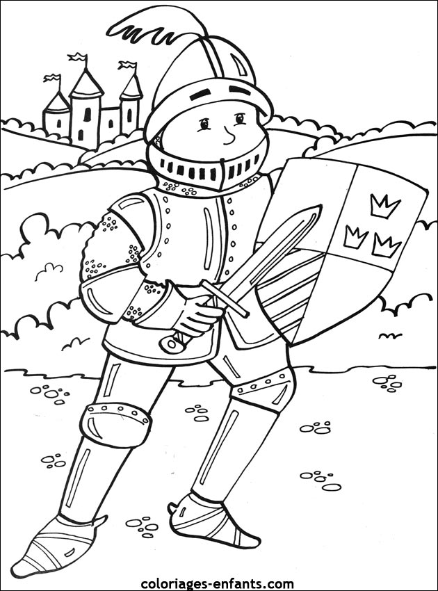 Dessin #14159 - jeux de coloriage chevalier a imprimer et colorier