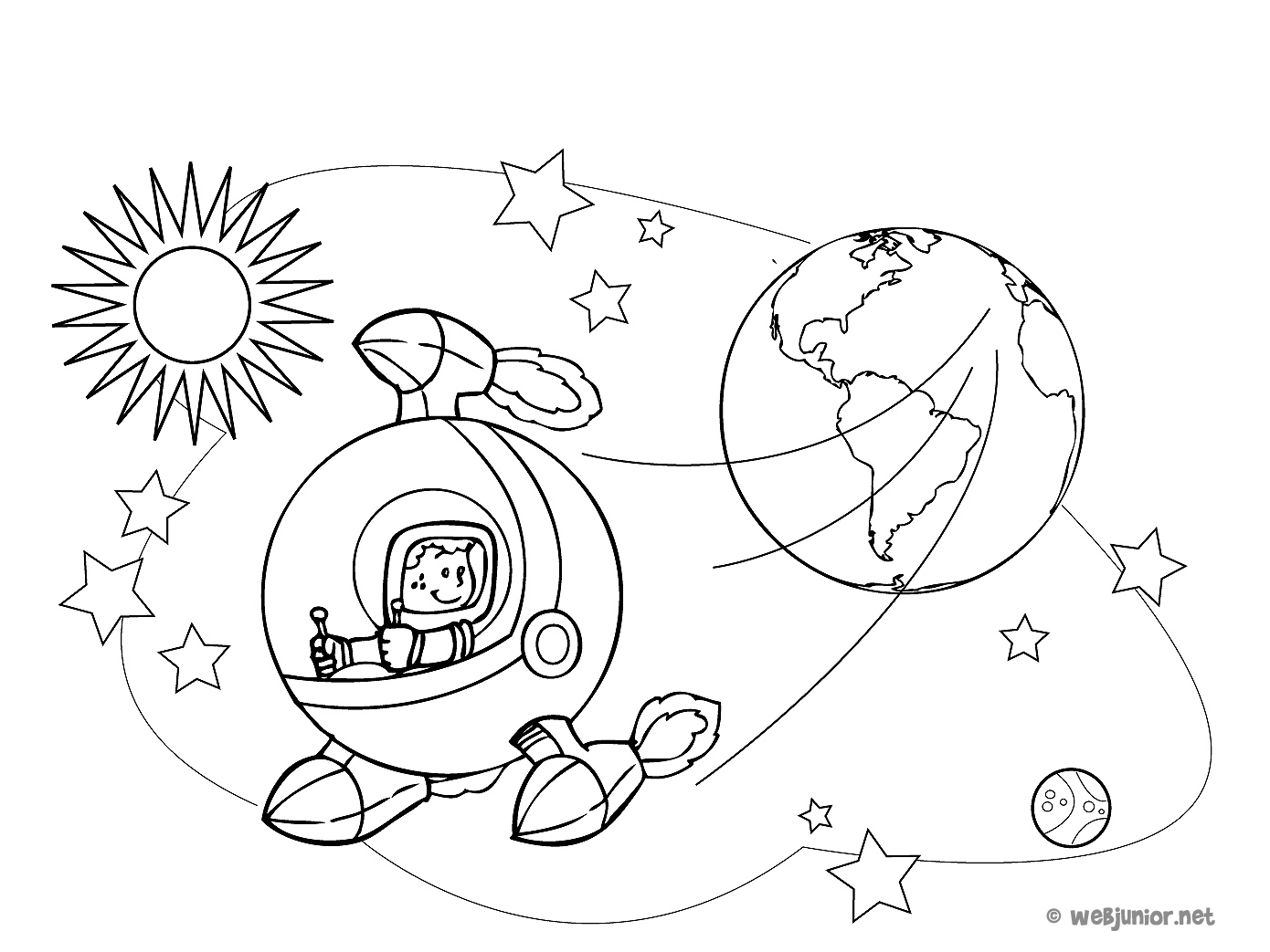 Dessin #14900 - une belle image de cosmonaute à colorier et imprimer - Pour enfants