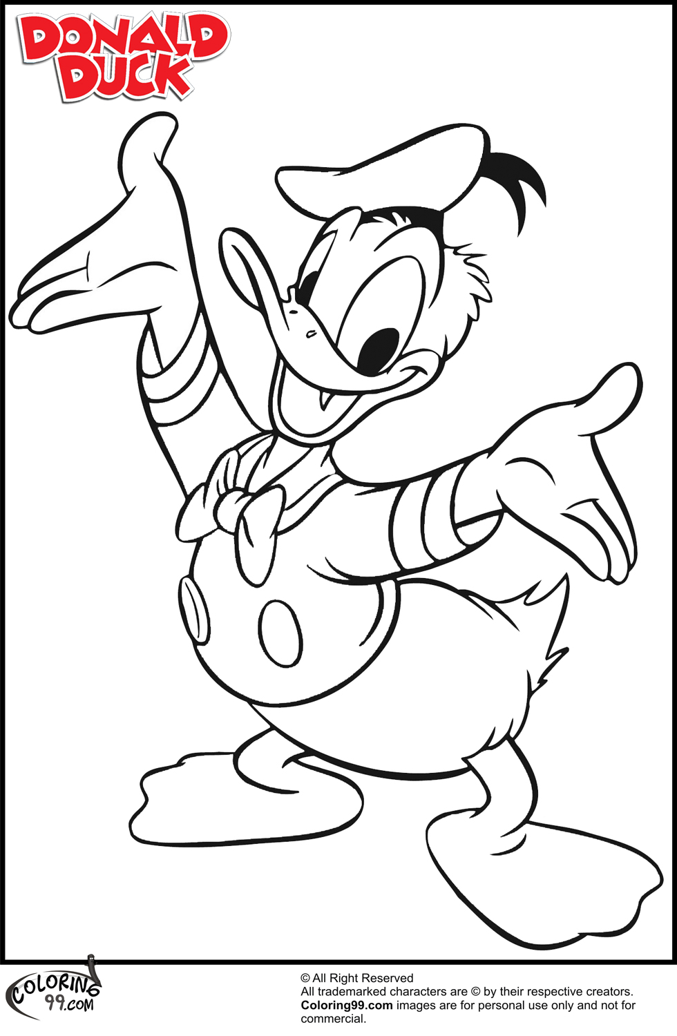 Coloriage donald duck gratuit - dessin a imprimer #35