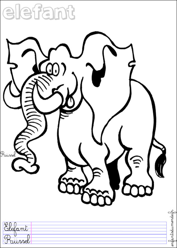 Dessin #12995 - Dessin gratuit de elephant a colorier