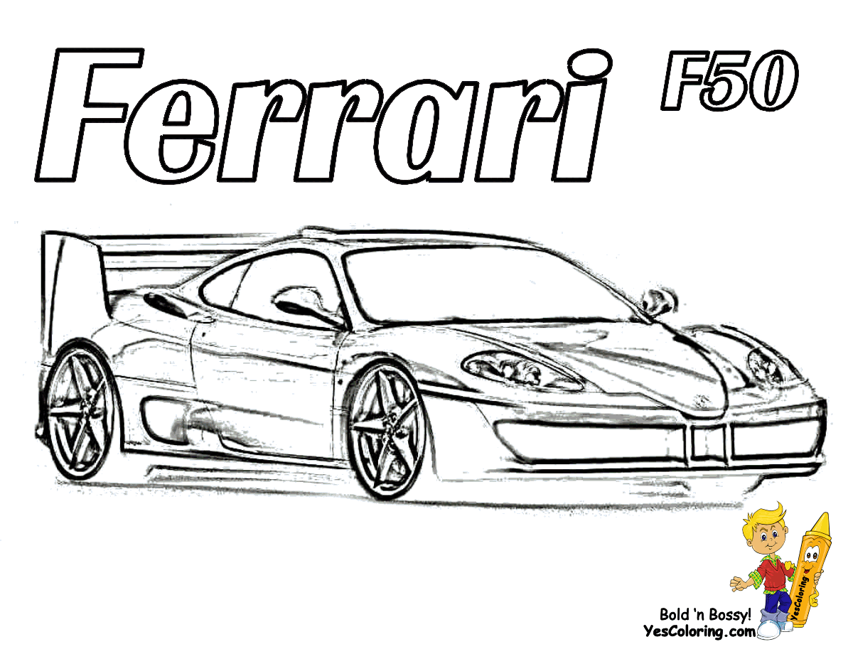 Dessin #16204 - coloriage Ferrari gratuit à imprimer et colorier