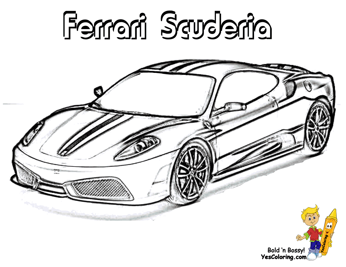 Dessin #16208 - Coloriage Ferrari gratuit a imprimer et colorier