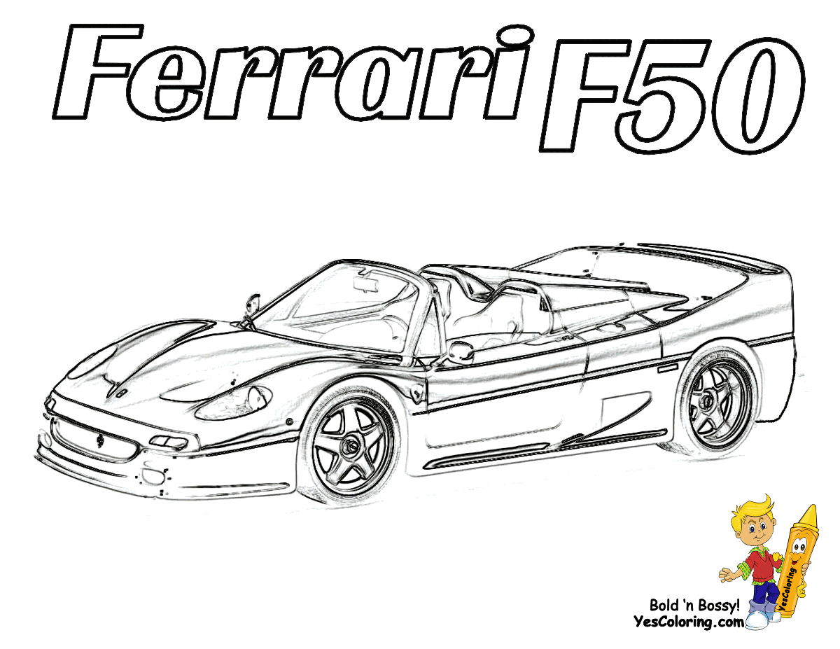 Dessin #16223 - Une belle image de Ferrari à colorier et imprimer - Pour enfants
