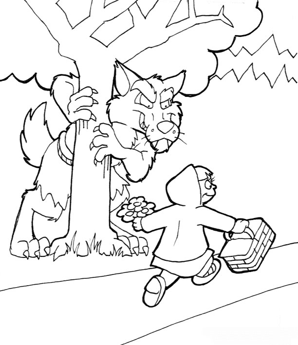 Dessin de forêt #9 - Cliquez pour imprimer  coloriage dans la foret loups à colorier