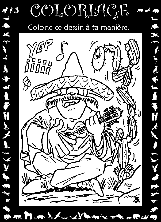 Dessin #15074 - dessin de guitariste gratuit a imprimer et colorier