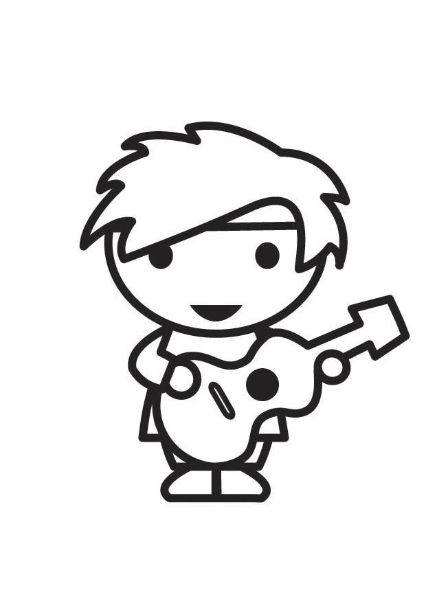 Dessin #15077 - Dessin guitariste pour imprimer et colorier